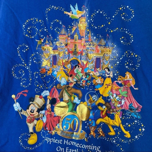 DISNEY Vintage Anniversary Shirt Cotton Metallic Graphic Tee Small Collector - Picture 4 of 9